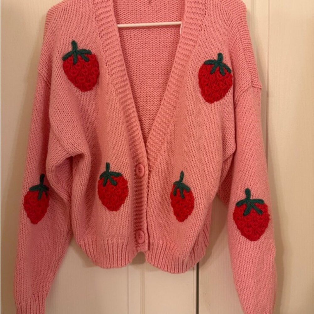 Fashion Nova Pink Strawberry Cardigan